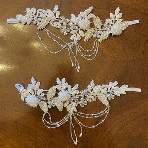 Hand beaded wedding dress off shoulder sleeve